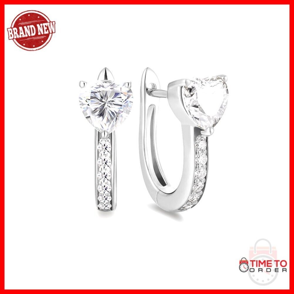 Sterling Silver Moissanite Hoop Earrings Minimal Elegant Everyday Jewelry